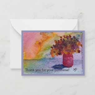 Carte De Correspondance Petite aquarelle Merci floral ACEO taille