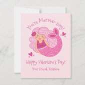 Carte De Correspondance Petites filles roses Valentine Mermaid (Devant)
