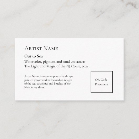 Carte De Correspondance Petits panneaux d'exposition d'art avec code QR aj (Devant)