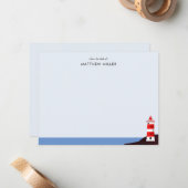 Carte De Correspondance Phare côtier bleu personnalisé (Devant/Arrière en situation)