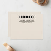 Carte De Correspondance Phases modernes de Lune Beige Élégantes (Devant/Arrière en situation)