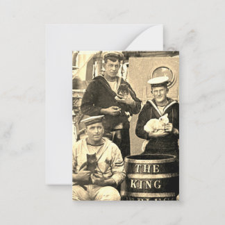 Carte De Correspondance Photo Ancien Vintage 3 Marins Tenant des Chats
