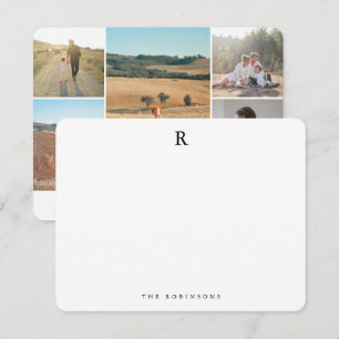 Carte De Correspondance Photo Collage Élégant minimaliste Famille Monogram