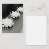 Carte De Correspondance Photo de chaises et tables blanches (Devant / Derrière)