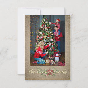 Carte De Correspondance Photo de famille de Noël Poinsettia Texture de tex