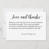 Carte De Correspondance Photo de graduation Thank You Flat (Dos)