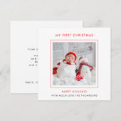 Carte De Correspondance Photo de Noël de Noël de bébé moderne (Devant / Derrière)