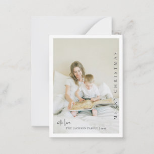 Carte De Correspondance Photo de Noël en famille légère et aérée