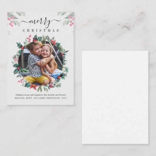 Carte De Correspondance Photo de Noël Moderne Joyeux (Devant / Derrière)