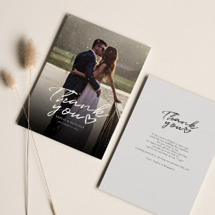 Carte De Correspondance Photo Merci Mariage Lettré à la main