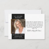 Carte De Correspondance Photo moderne Sympathy Funérailles Merci Note (Devant)