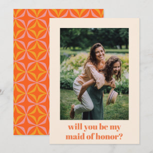 Carte De Correspondance Photo personnalisée Vibrant Rétro Maid of Honor Pr