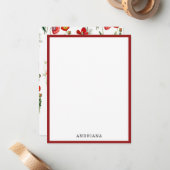 Carte De Correspondance Photos de couleur rouge à l'aquarelle (Devant/Arrière en situation)