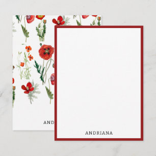 Carte De Correspondance Photos de couleur rouge à l'aquarelle