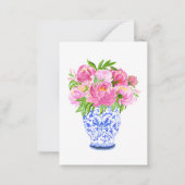 Carte De Correspondance Pies roses Chinoiserie Vase (Devant)