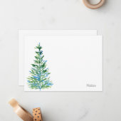 Carte De Correspondance Pin de peinture à l'aquarelle bleu-vert (Devant/Arrière en situation)