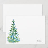 Carte De Correspondance Pin de peinture à l'aquarelle bleu-vert (Devant / Derrière)