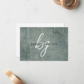 Carte De Correspondance Pinceau gris bleu ardoise monogrammé peint (Devant/Arrière en situation)