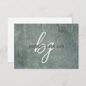 Carte De Correspondance Pinceau gris bleu ardoise monogrammé peint (Devant / Derrière)