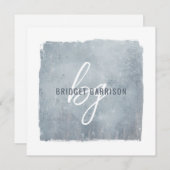 Carte De Correspondance Pinceau gris bleu monogramme peint (Devant / Derrière)