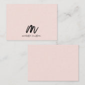 Carte De Correspondance Pinceau rose pâle Monogramme peint Nom du script (Devant / Derrière)