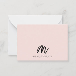 Carte De Correspondance Pinceau rose pâle Monogramme peint Nom du script