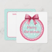 Carte De Correspondance Pink and Aqua Christmas Ornament (Devant / Derrière)
