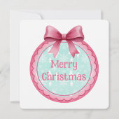 Carte De Correspondance Pink and Aqua Christmas Ornament (Devant)