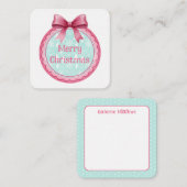 Carte De Correspondance Pink and Aqua Christmas Ornament (Devant / Derrière)