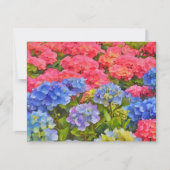 Carte De Correspondance Pink and Blue Hydrangea Flowers Note Card Set (Devant)