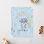 Carte De Correspondance Pink and Blue Hydrangea Waterting Can Gold Arches (Devant/Arrière en situation)