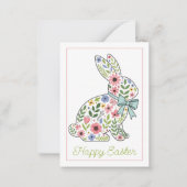 Carte De Correspondance Pink and Blue Wildflower Easter Rabbit (Devant)