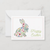 Carte De Correspondance Pink and Blue Wildflower Easter Rabbit (Devant)