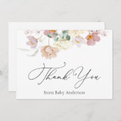 Carte De Correspondance Pink Blooms Douche Merci Note Card (Devant / Derrière)