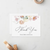 Carte De Correspondance Pink Blooms Douche Merci Note Card (Devant/Arrière en situation)