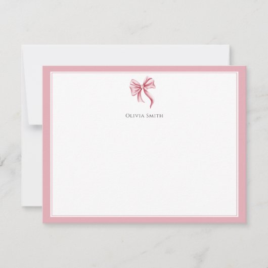 Carte De Correspondance Pink Bow Coquette Personalized (Devant)