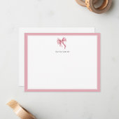 Carte De Correspondance Pink Bow Coquette Personalized (Devant/Arrière en situation)