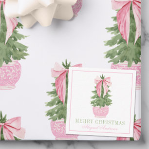 Carte De Correspondance Pink Bow Ginger Jar Christmas Tree Photo