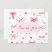 Carte De Correspondance Pink Bow Thank you card (Devant / Derrière)