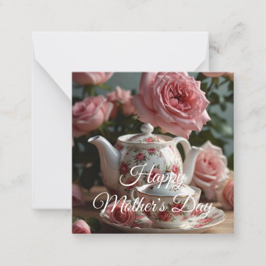 Carte De Correspondance Pink Cabbage Rose Tea  (Devant)