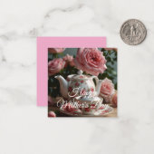 Carte De Correspondance Pink Cabbage Rose Tea  (Devant/Arrière en situation)