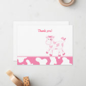 Carte De Correspondance Pink Cow Flat Merci note (Devant/Arrière en situation)