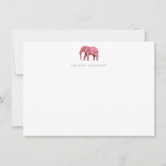 Carte De Correspondance Pink Elephant Simple Personalized Stationery  (Devant)