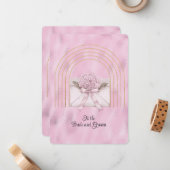 Carte De Correspondance Pink Hydrangea Envelope Gold Arches (Devant/Arrière en situation)