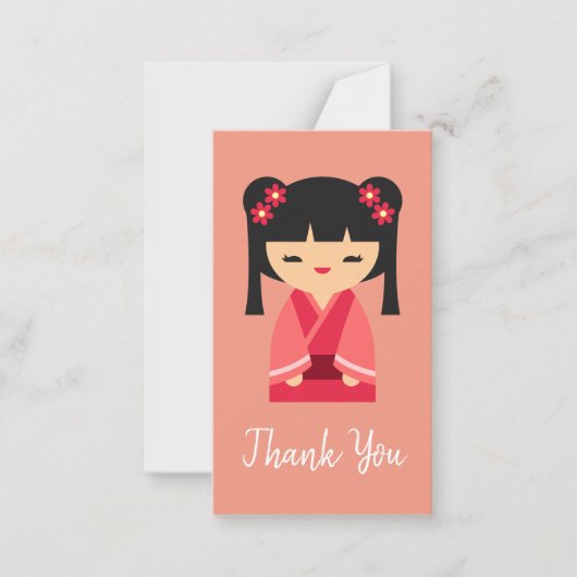 Carte De Correspondance Pink Kokeshi poupées japonaises (Devant)