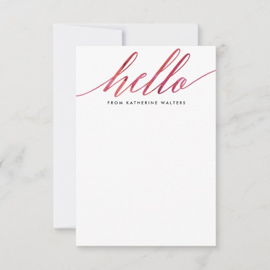 Carte De Correspondance Pink Moderne Aquarelle Calligraphie (Devant)