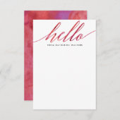 Carte De Correspondance Pink Moderne Aquarelle Calligraphie (Devant / Derrière)