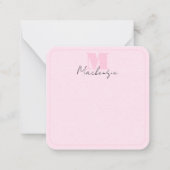 Carte De Correspondance Pink Monogrammed Elegant Bold Initial (Devant)