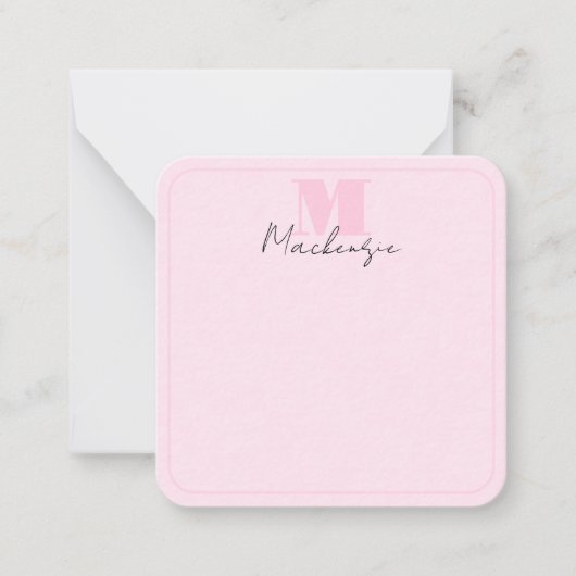 Carte De Correspondance Pink Monogrammed Elegant Bold Initial (Devant)