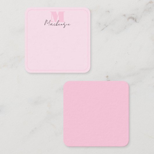 Carte De Correspondance Pink Monogrammed Elegant Bold Initial (Devant / Derrière)